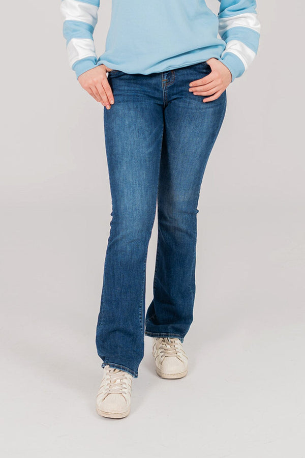 elo Aeropostale Women's Mid Rise Boot Cut Pants Navy