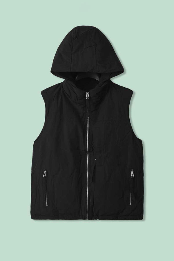 Elo AI Goo Men's Zipper Hooded Body Warmer Puffer Gilet. Dark Grey