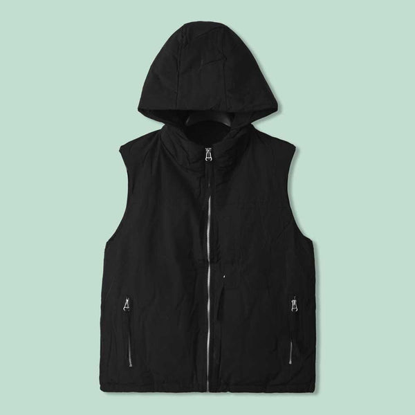 Elo AI Goo Men's Zipper Hooded Body Warmer Puffer Gilet. Dark Grey