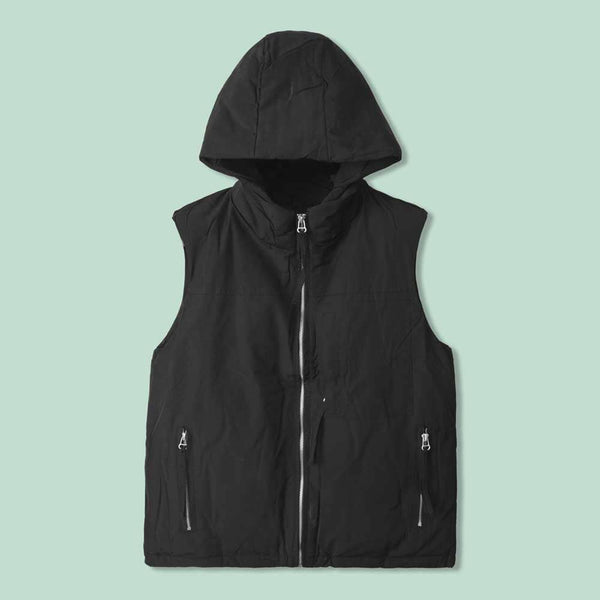 elo AI Goo Men's Zipper Hooded Body Warmer Puffer Gilet. Dark Grey