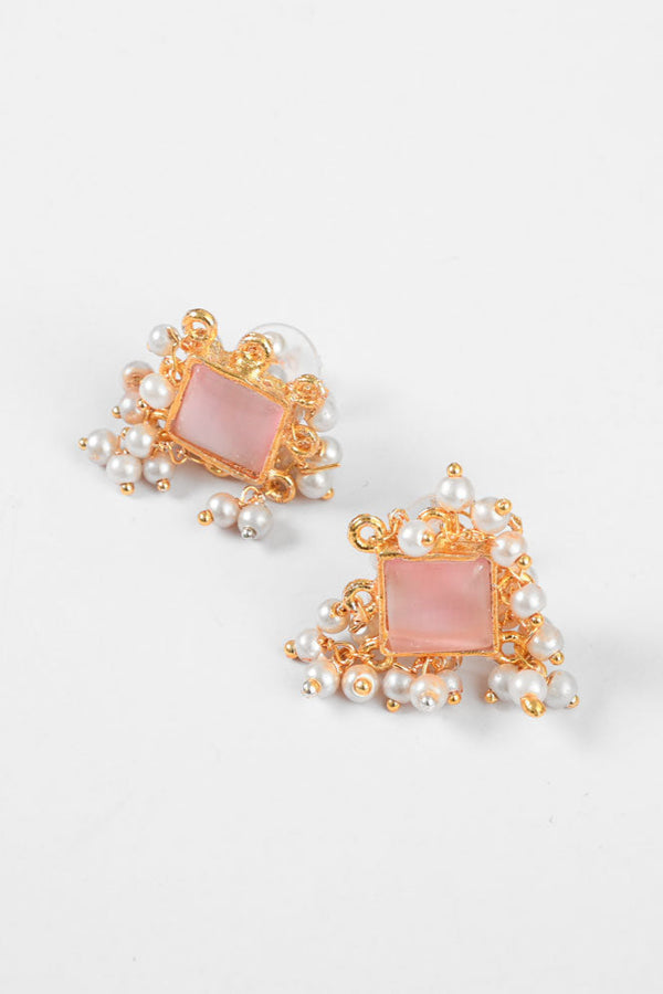 elo American Diamonds Women's Blanca Beautiful Earrings Pink