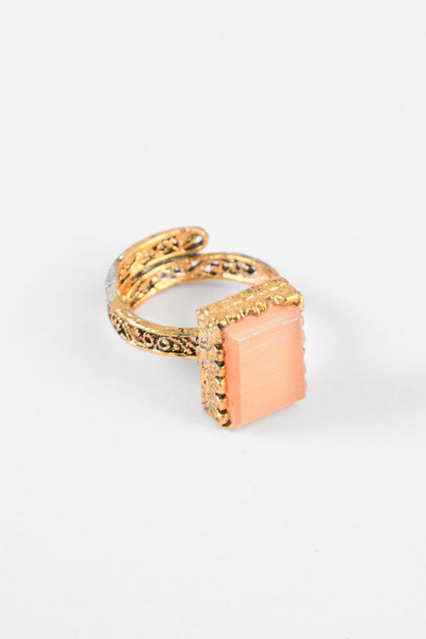 elo American Diamonds Women's Samorin Adjustable Ring Peach
