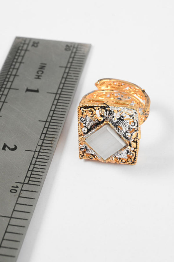 Elo American Diamonds Women's Secovce Adjustable Ring Grey