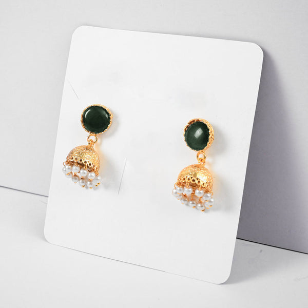 elo American Diamonds Women's Ushuaia Beautiful Jhumka Style Earrings Green