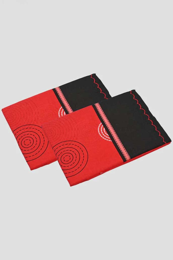 Elo AMO Target Circles Printed Style Bed Sheet Set With Pillow Cover Red