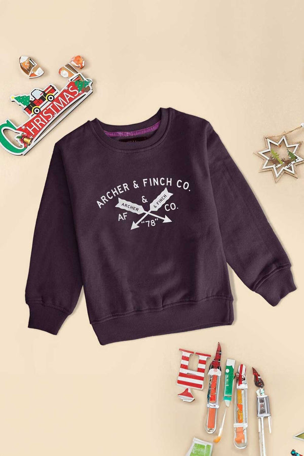 Elo Archer & Finch Kid's Arrow Printed Contrast Neck Sweat Shirt Dark Grey
