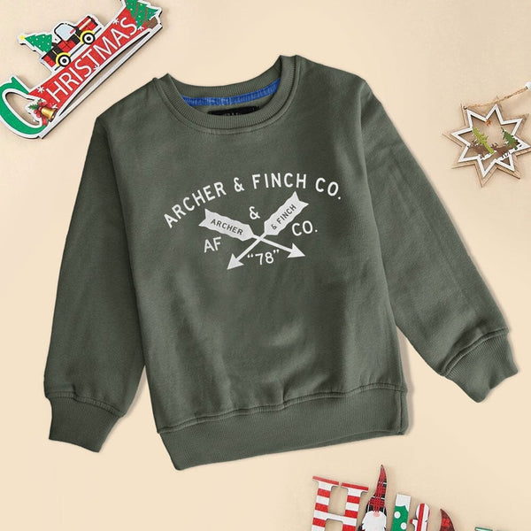 Elo Archer & Finch Kid's Arrow Printed Contrast Neck Sweat Shirt Dark Grey