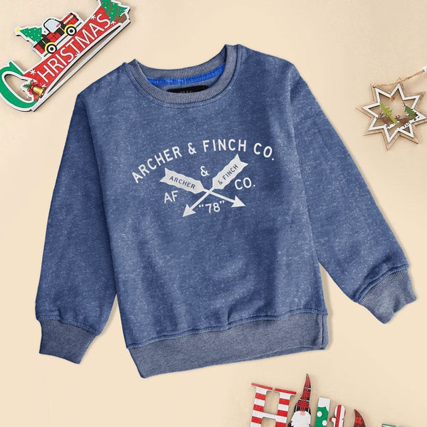 Elo Archer & Finch Kid's Arrow Printed Contrast Neck Sweat Shirt Dark Grey