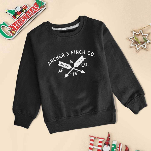 elo Archer & Finch Kid's Arrow Printed Contrast Neck Sweat Shirt Dark Grey
