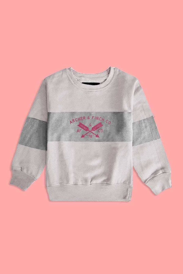 elo Archer & Finch Kid's Contrast Panel Printed Sweat Shirt Powder Pink & Grey