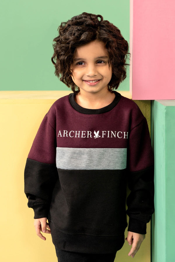 Elo Archer & Finch Kid's Panel Design Logo Printed Sweat Shirt Navy & Navy Marl