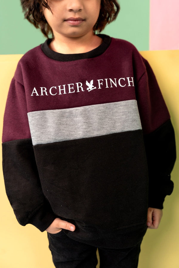 Elo Archer & Finch Kid's Panel Design Logo Printed Sweat Shirt Navy & Navy Marl