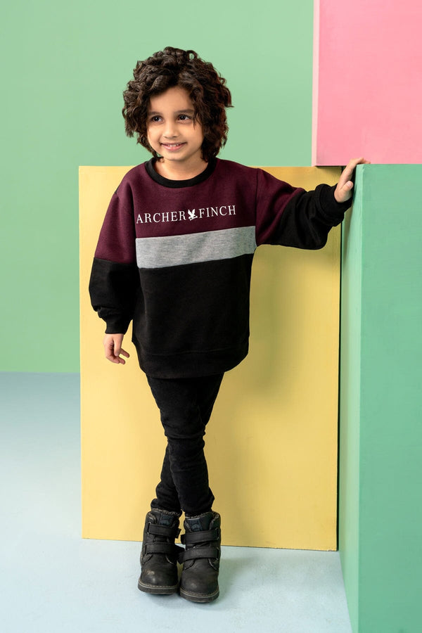 Elo Archer & Finch Kid's Panel Design Logo Printed Sweat Shirt Navy & Navy Marl