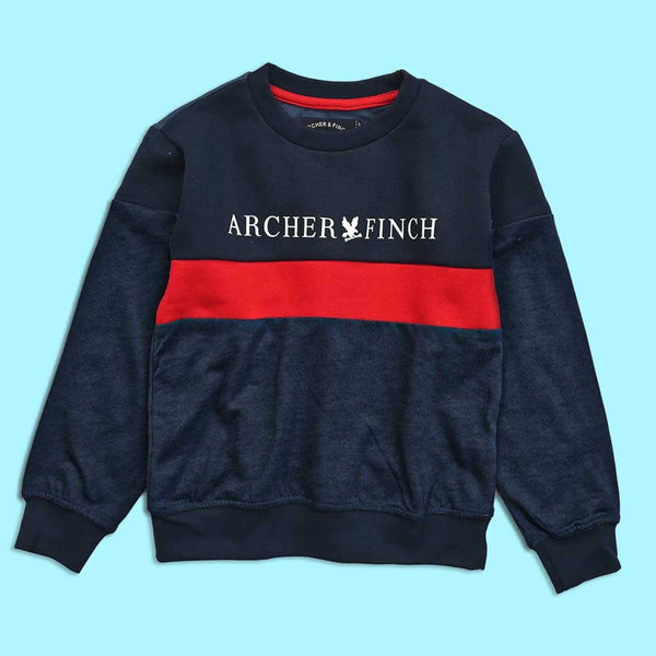 elo Archer & Finch Kid's Panel Design Logo Printed Sweat Shirt Navy & Navy Marl