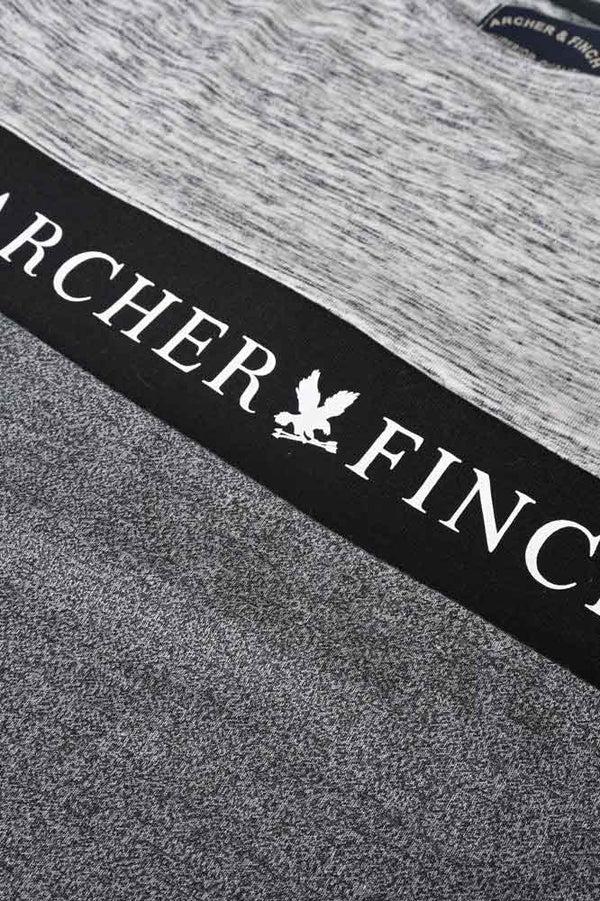 Elo Archer & Finch Kid's Printed Panel Style Short Raglan Sleeve Tee Shirt Grey Melange & Charcoal