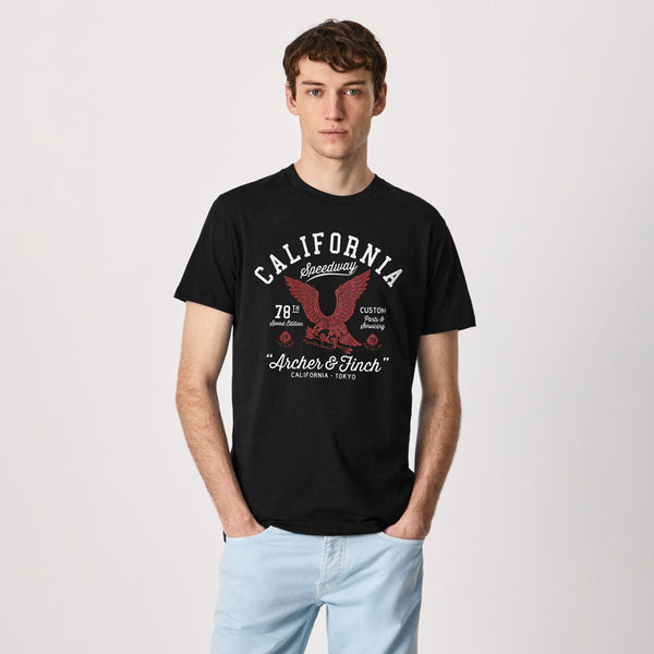Elo Archer & Finch Men's California Speedway Printed Tee Shirt Red