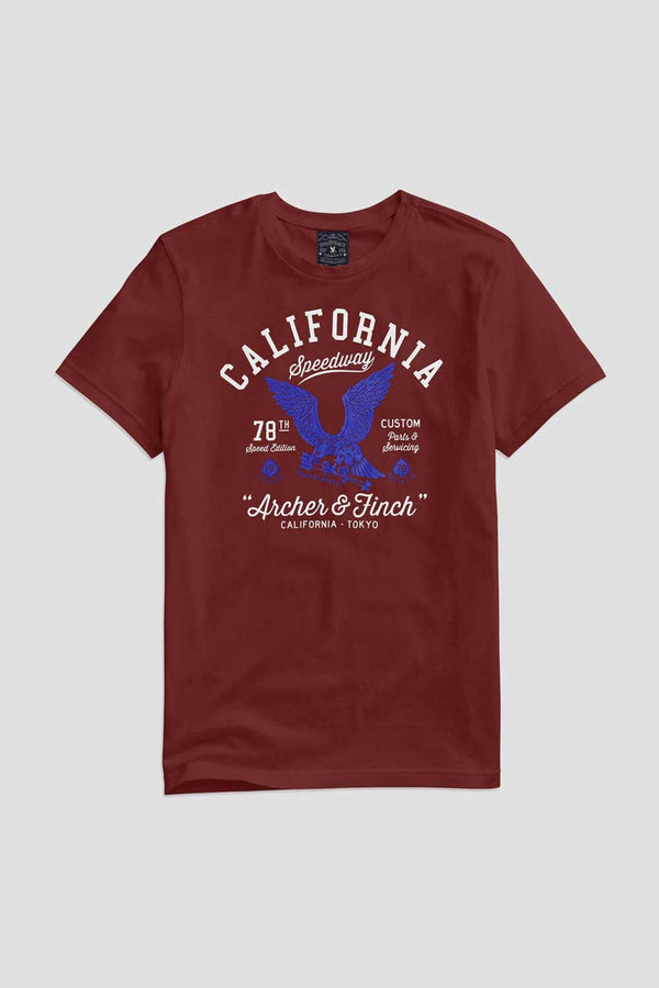 elo Archer & Finch Men's California Speedway Printed Tee Shirt Red