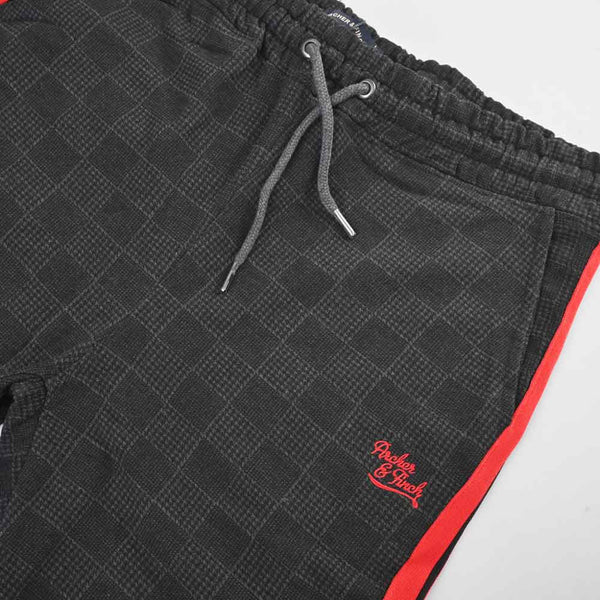 Elo Archer & Finch Men's Gingham Pattern Trousers Charcoal