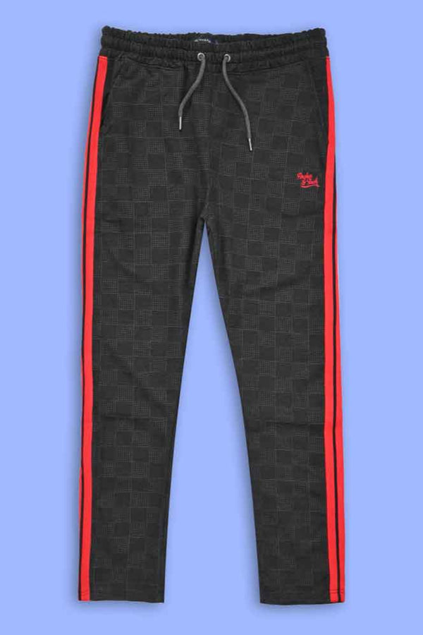 elo Archer & Finch Men's Gingham Pattern Trousers Charcoal