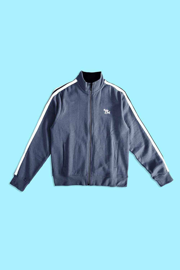 Elo Archer & Finch Men's Logo Embroidered Fleece Zipper Jacket Heather Grey & Navy