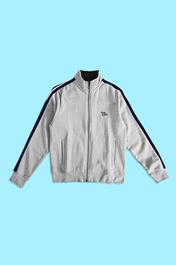 elo Archer & Finch Men's Logo Embroidered Fleece Zipper Jacket Heather Grey & Navy