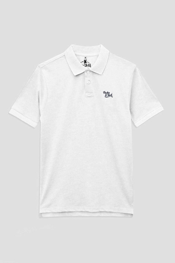 elo Archer & Finch Men's Logo Embroidered Tipping Polo Shirt White