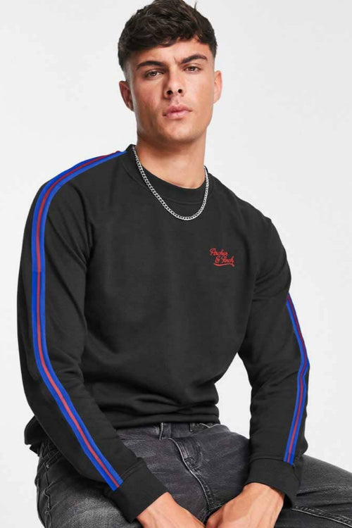 Elo Archer & Finch Men's Strips Style Logo Embroidered Sweat Shirt Red