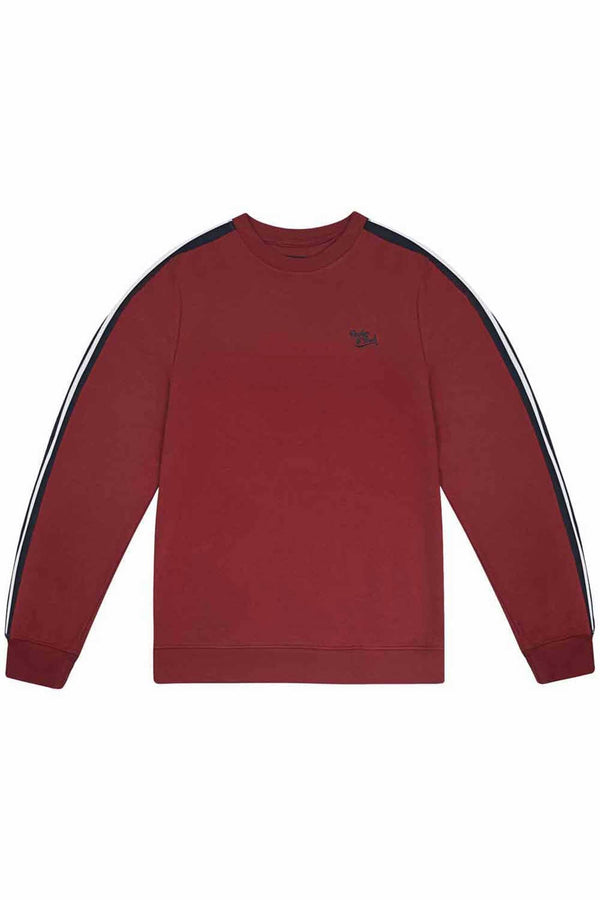 elo Archer & Finch Men's Strips Style Logo Embroidered Sweat Shirt Red