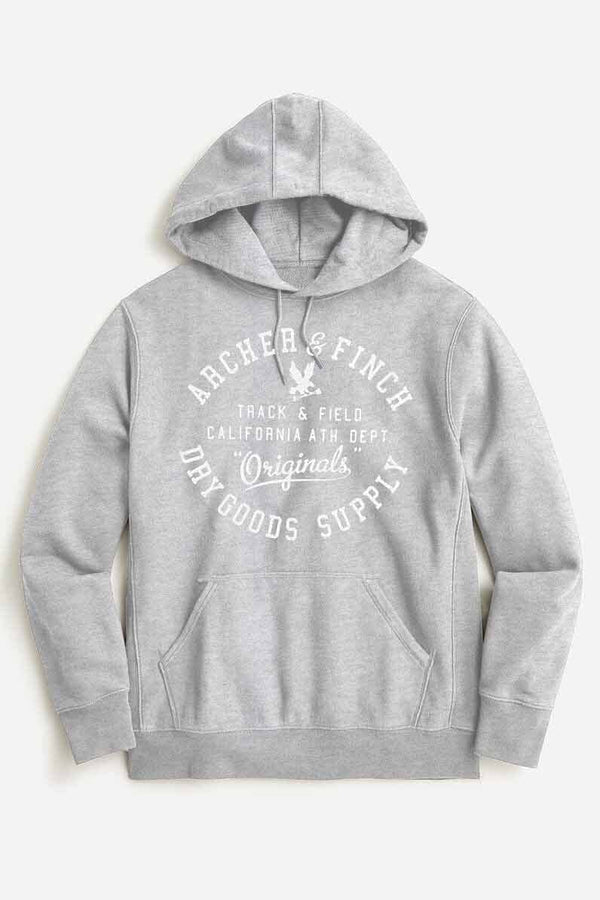 elo Archer & Finch Men's Track & Field Printed Fleece Pullover Hoodie Heather Grey