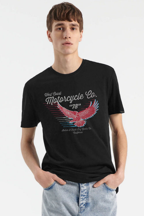 Elo Archer & Finch Men's West Coast Motorcycle Printed Tee Shirt Graphite