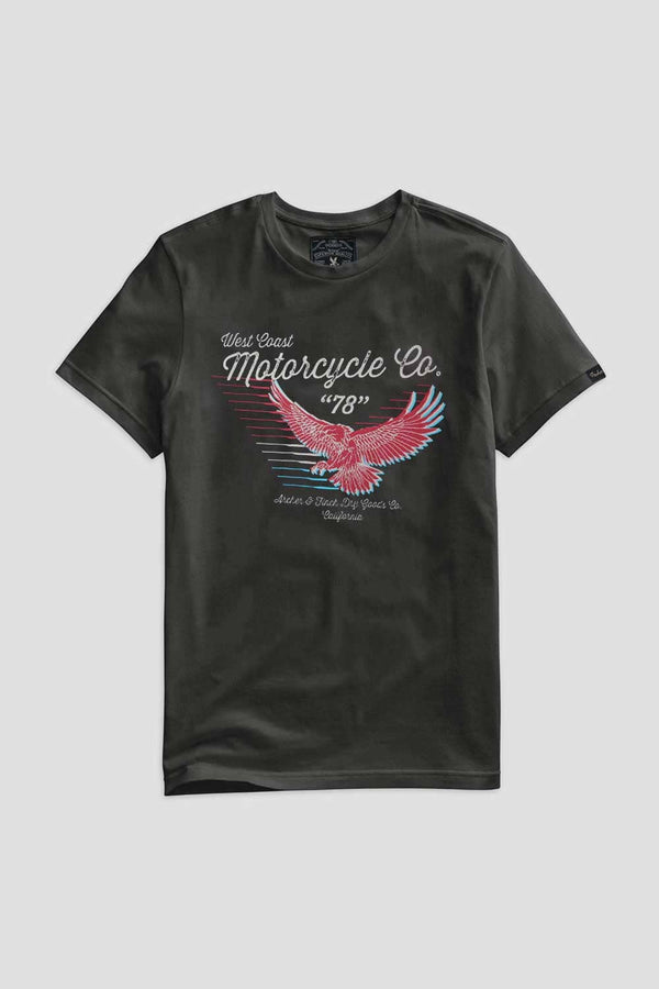 elo Archer & Finch Men's West Coast Motorcycle Printed Tee Shirt Graphite