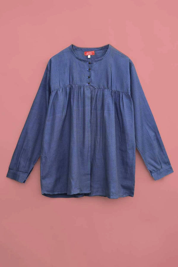 elo Artesanos Odense Girl's Long Sleeves Frill Frock Blue