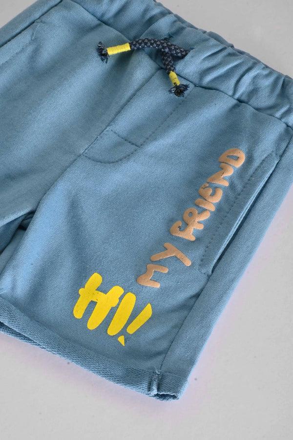 Elo Baby Club HI My Friend Printed Terry Shorts Heather Grey
