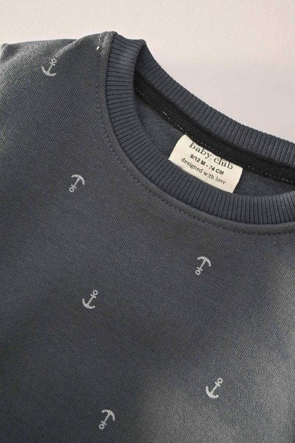 Elo Baby Club Kid's Anchor Printed Fleece Sweat Shirt Navy