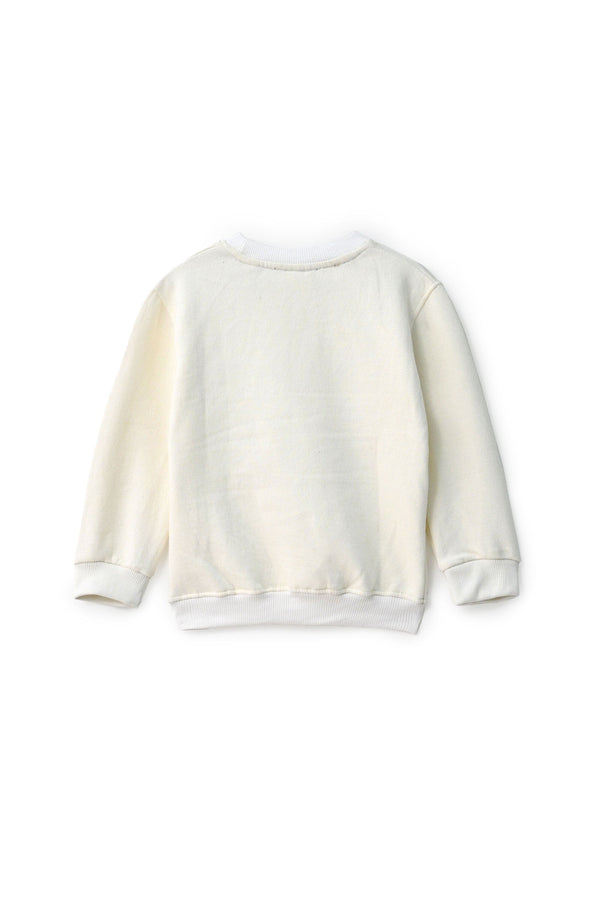 Elo Baby Club Kid's Forest Printed Fleece Sweat Shirt Cream