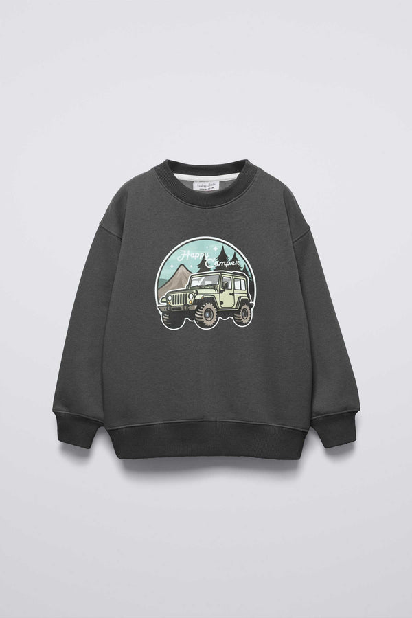 elo Baby Club Kid's Happy Camper Sweat Shirt Graphite