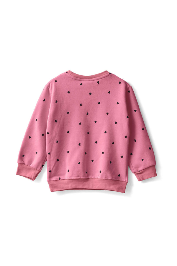 Elo Baby Club Kid's Heart Printed Fleece Sweat Shirt Pink