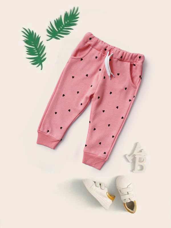 elo Baby Club Kid's Heart Printed Jogger Pants Pink