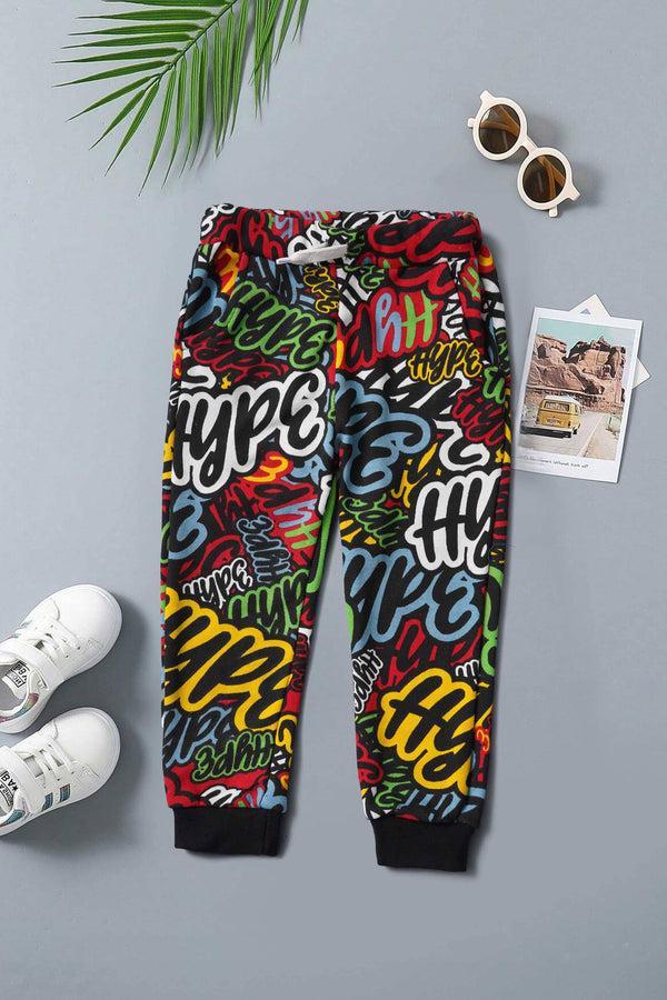 elo Baby Club Kid's Hype Printed Terry Jogger Pants Black