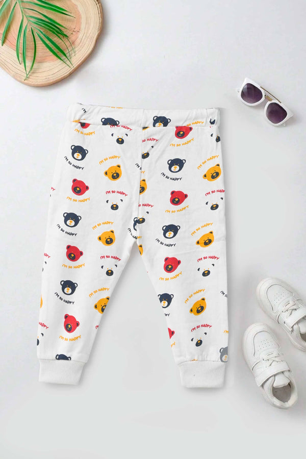 Elo Baby Club Kid's I'm So Happy Printed Jogger Pants White