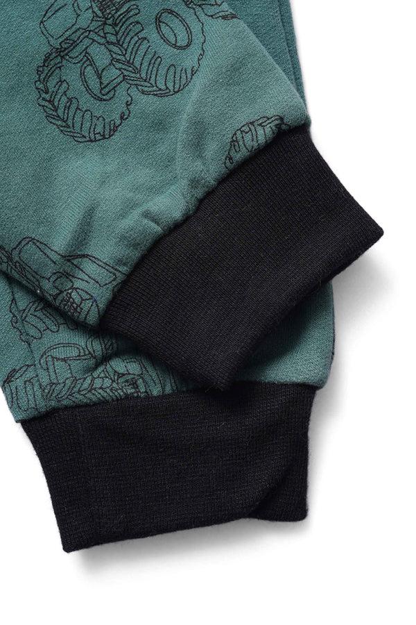 Elo Baby Club Kid's Monster Truck Printed Terry Jogger Pants Teal