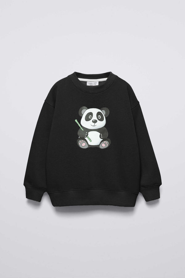 elo Baby Club Kid's Panda Printed Sweat Shirt Black