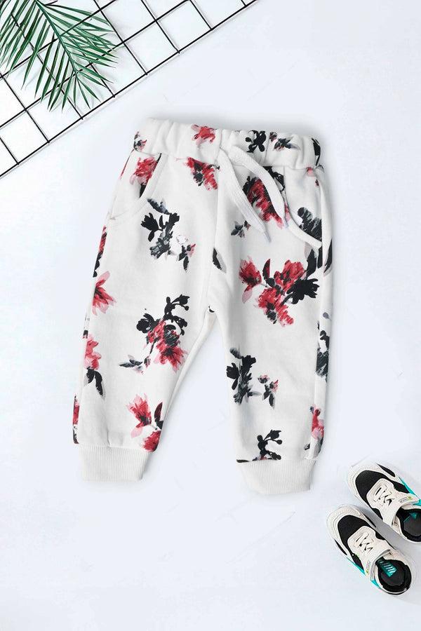 Elo Baby Club Kid's Rose Printed Jogger Pants White