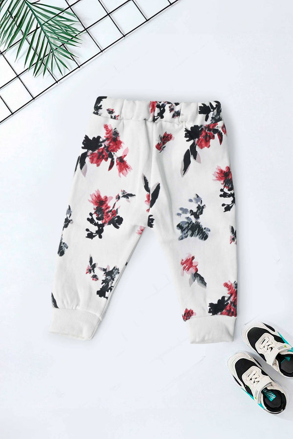 Elo Baby Club Kid's Rose Printed Jogger Pants White
