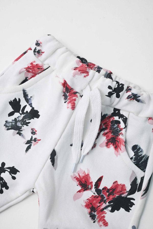 Elo Baby Club Kid's Rose Printed Jogger Pants White