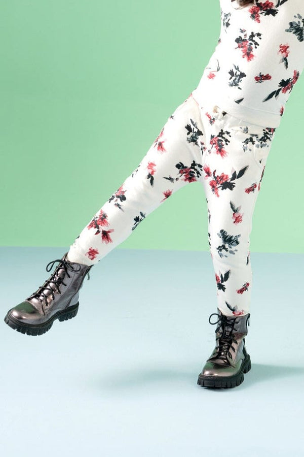 elo Baby Club Kid's Rose Printed Jogger Pants White