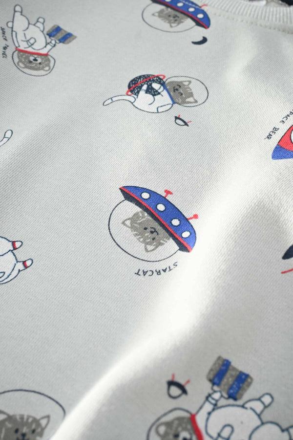 Elo Baby Club Kid's Space Travel Printed Fleece Sweat Shirt Grey