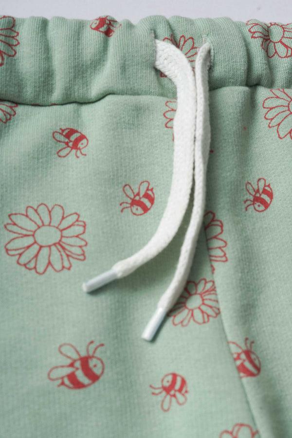 Elo Baby Club Kid's Sunflower Printed Jogger Pants Bottle Green