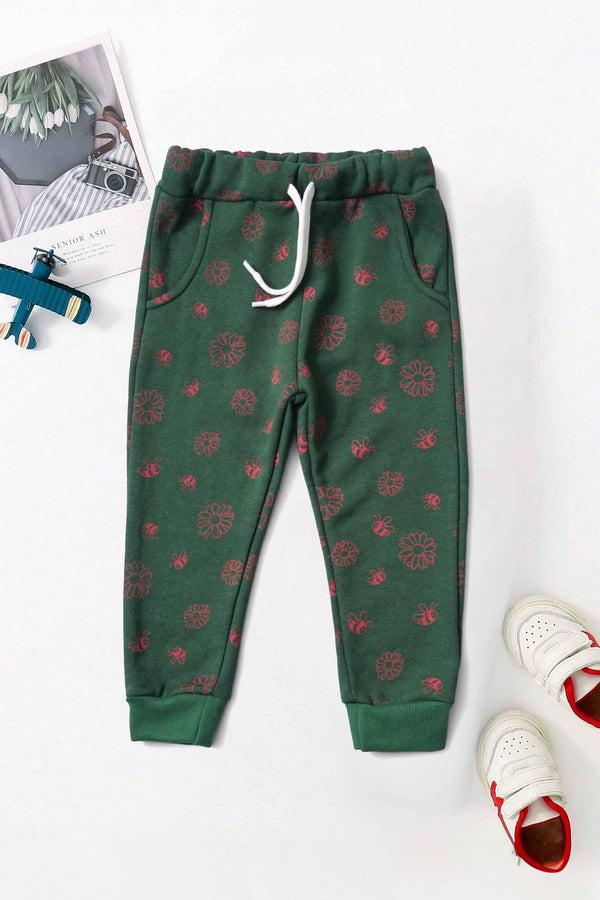 elo Baby Club Kid's Sunflower Printed Jogger Pants Bottle Green