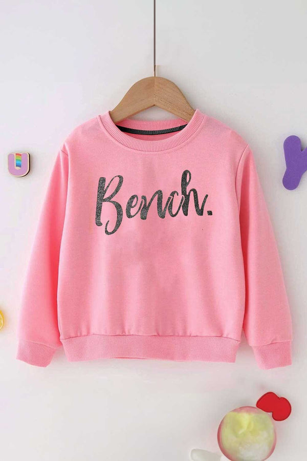 elo Bench Kid's Printed Long Sleeve Fleece Sweatshirt Pink